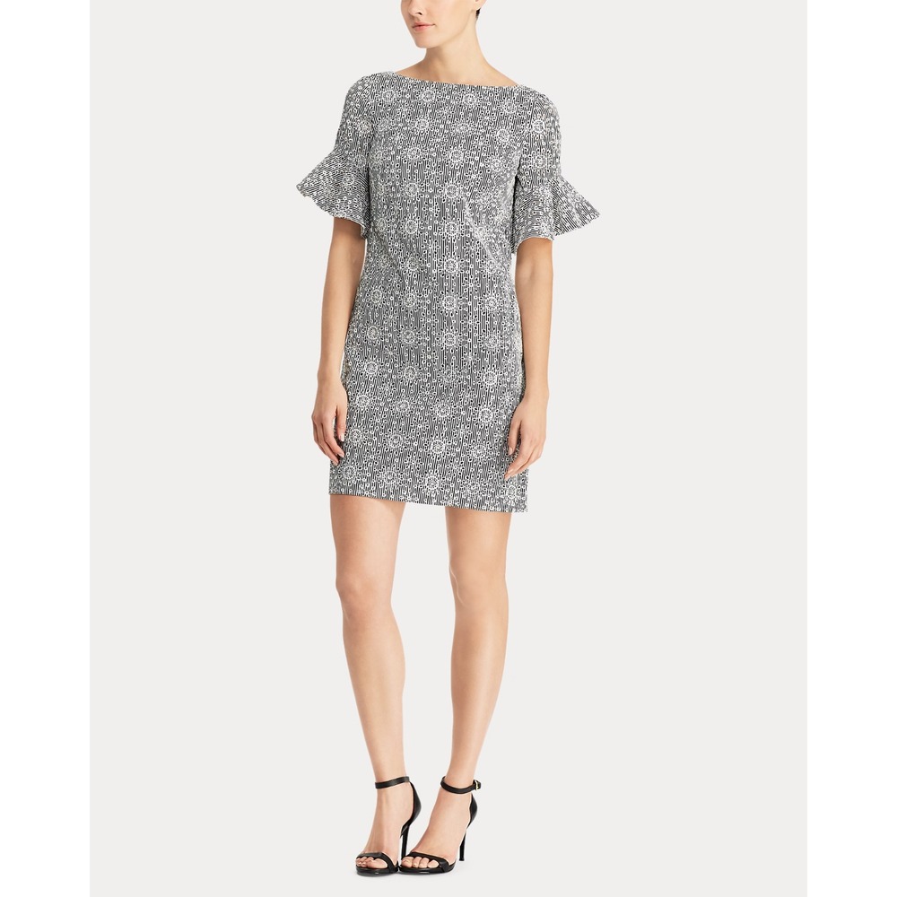 Lauren Ralph Lauren Embroidered Cotton Eyelet Bell Sleeve Sheath Dress Size 4 - Picture 13 of 14